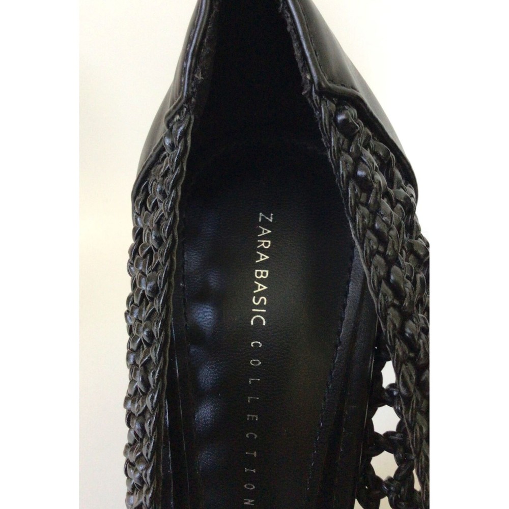 NEW ZARA Basic Collection Black Woven Pointed Toe High Heel Pumps - Picture 9 of 11